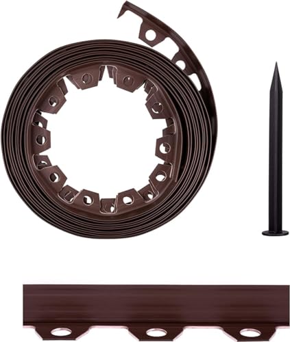 GXQFF Cortenstahl Rasenkante,Flexible Rasenkante Aus Kunststoff Länge Mit 30 Erdanker, Beeteinfassung Beetumrandung Beetbegrenzung Mähkante Pflastersteine Palisade-Brown Braun||10cm*10m