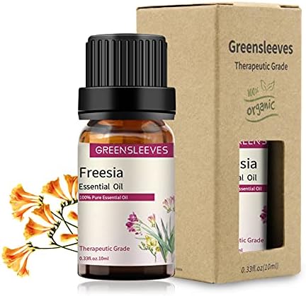 GREENSLEEVES Freesia Essential Oil 10ml, 100% Pure Organic Freesia Aromatherapy Diffuser Oils 10ml
