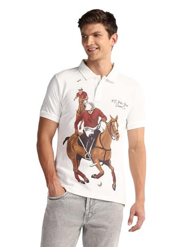 Image of U.S. Polo ASSN. Printed Polo T Shirts for Men - 100% Cotton, Half Sleeve Mens Tshirt