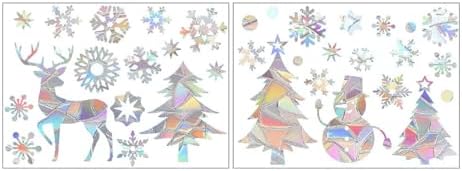Window Decals, 2Pc Colorful Double Sides Reusable Christmas Window Stickers Cute Christmas Stickers for Window Wall Glass Home Mall Office Bedroom Kids Party Favor Home Indoor Outdoor (White)