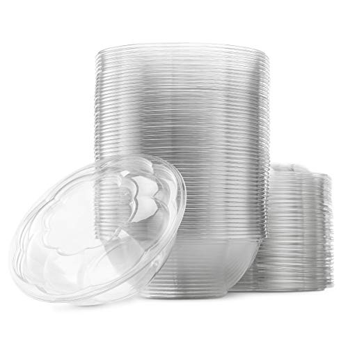 NYHI 24 Ounce Clear Plastic Disposable Salad Containers Set with Leak Proof Lids - Bulk Pack of Portable Salad To-Go Meal Prep Food Boxes - Fresh Airtight Seal - 25 pack