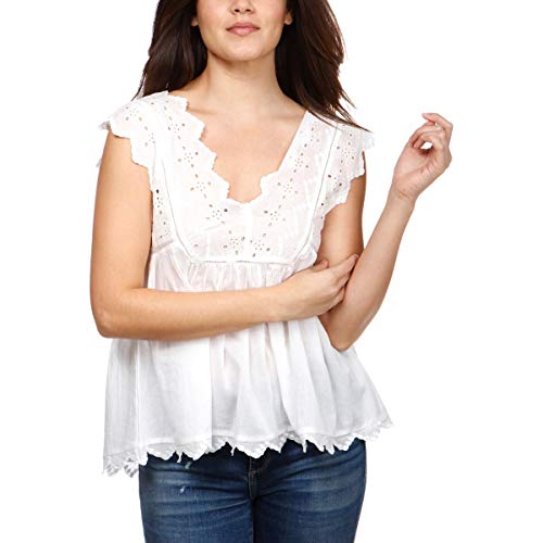 Lucky Brand Women's Eyelet Tank TOP, Lucky White, S