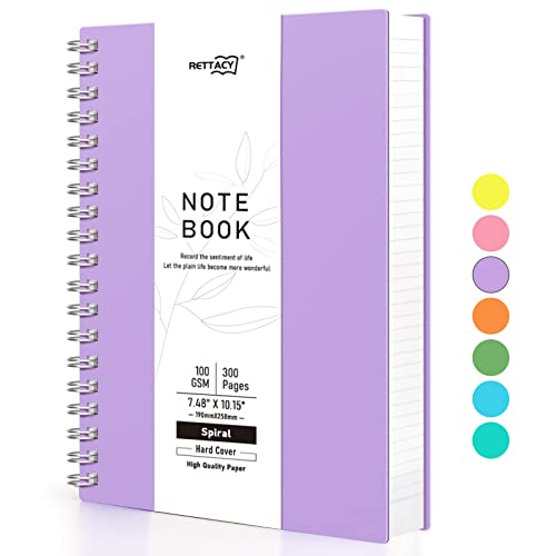 RETTACY B5 Wirebound Notebooks Colorful Spiral Notebooks 150 sheets/300 pages for Writing,100gsm College-Ruled Paper, PVC Hardcover, for Women Men Work Office School,19 x 25 cm - Purple
