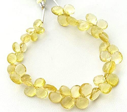 Quartz citron perles cœurs facettés 6-8mm pour fabriquer vos bijoux d'été