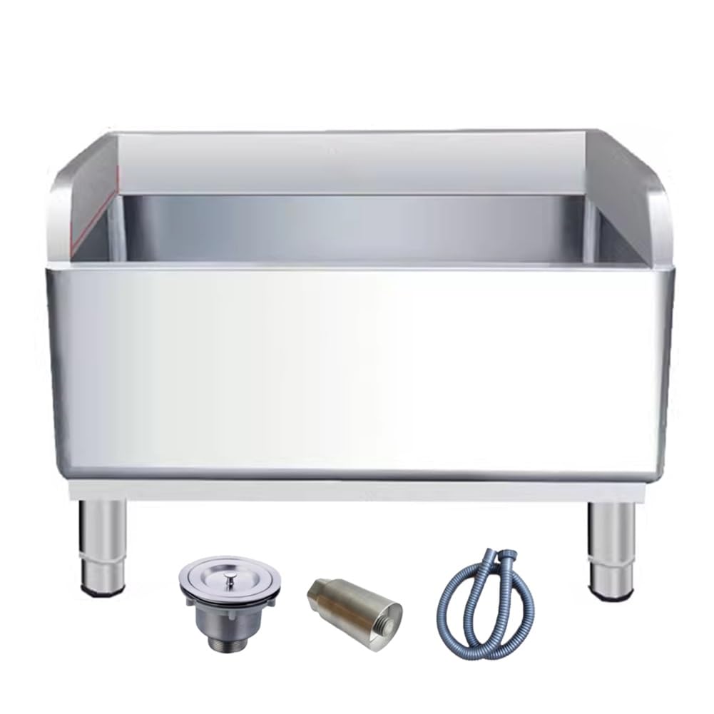 ASerZenith Floor Mount Mop Sink Stainless Steel Mop Service Basin, Household/Commercial Laundry Slop Sink Utility Tub Mop Pool For Kitchen/Restaurant/Garage(Silver-100X41X55Cm)