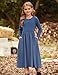 GRACE KARIN Girls Spring Long Sleeve Dresses Size 8 Little Girl Blue Maxi Casual Dress Kids Formal Party Dress
