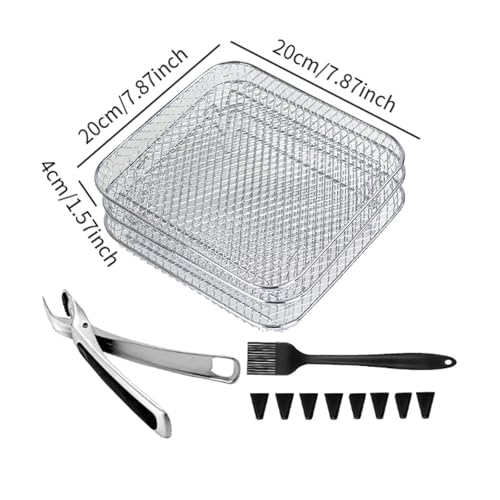 Grille de friteuse support empilable accessoire acier inoxydable cuisine four carré - 3
