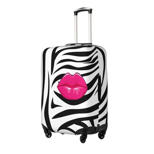 Spandex Travel Luggage Cover Suitcase Protector Bag,Abstract Zebra Hot Pink Lips Anti-Scratch Fits 18-32 Inch Luggage, Baggage Covers For Kid And Adult,X-Large2