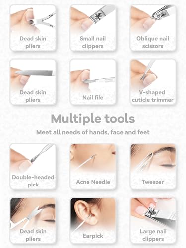Wesdut Nail Care Kit for Women – [Martensitic Stainless Steel Manicure Set] with Nail Clippers, Cuticle Trimmer, Tweezers, File, and Travel Case – Professional-Quality Tools for Home, Travel, or Gift - Thumbnail 4