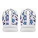 Pinupub Blue Floral Print Casual Lightweight Running Shoes for Men Novelty Fashion Sports Basketball Sneakers Size 9