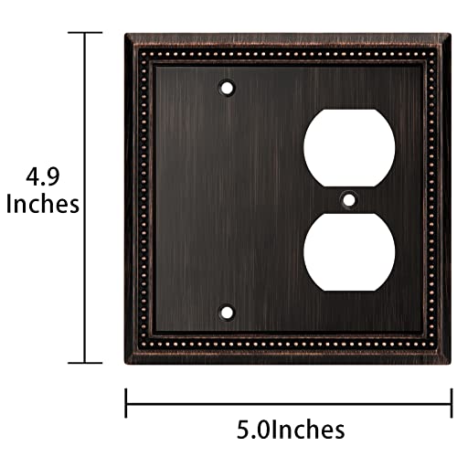 Image of Henne Bery Sunken Pearls Heavy Duty Decorative Wall Plate Switch Plate Outlet Cover (Blank /Duplex, Aged Bronze)