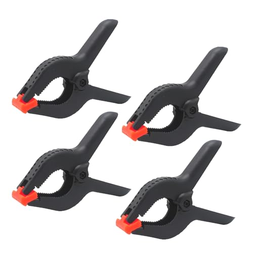 Abrazaderas resorte, CESFONJER Abrazaderas muselina plástico de alta resistencia 4,5 pulgadas, 4 piezas para muselina fondo, lienzo, papel, clip resistente, estudio fotográfico y más