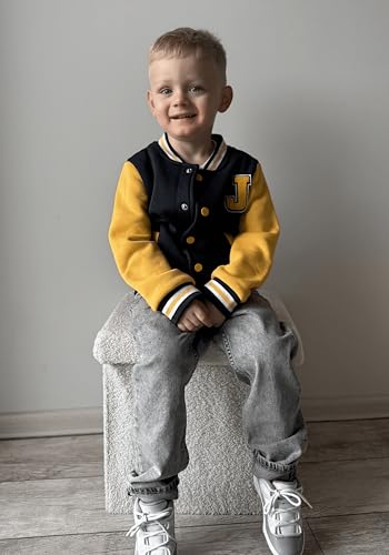 Volunboy Kids Baseball Jacket Varsity Letterman Coat Fall Winter Fleece Bomber Vintage Outerwear3