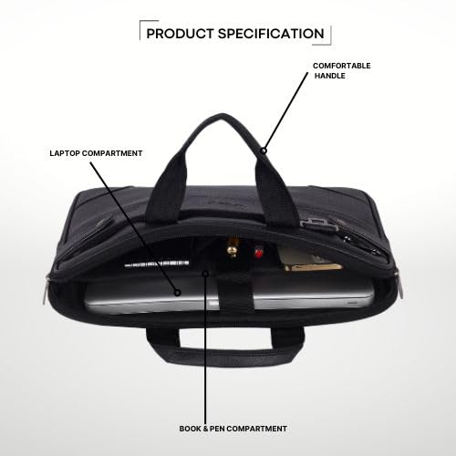 Image of EXIM Office Bag for Man 15.6 inch Vegan Leather Laptop bags Men Use Briefcase Messenger Premium Side Bags -Black