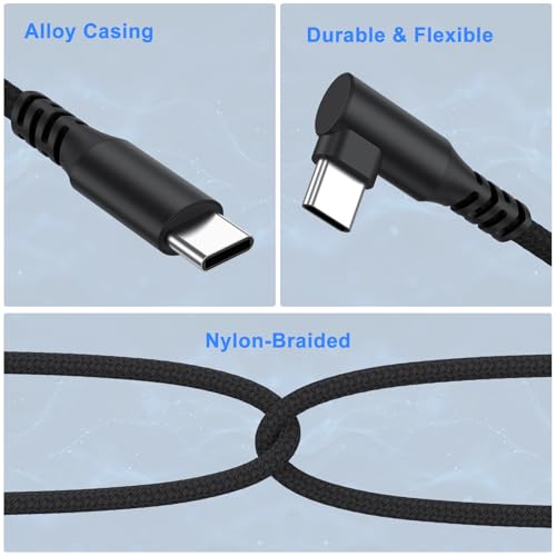 Image of Meliya USB-A to USB-C 90 Degree Angled Cable, Type-C Fast Charging Nylon Braided 3A Cord for iPhone 17 /16 /15 Pro Max Plus Air, Samsung Galaxy, Huawei, Xiaomi, Redmi, Google Pixel, OPPO-2M