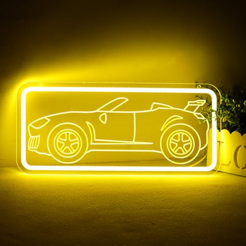 TOPQUALI Sports Car Neon Signs ,Led Racing Car Neon Light for Wall Decorative, Suitable for Garage Man Cave Beer Bar Club Hotel Bar Cafe Wedding Birthday Party Gifts Led Sign for Car Art Wall Decor16.1*7.3Inc