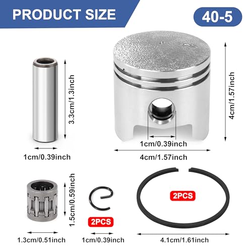 Tunejoy Kolben komplett Ersatzm Kolben Satz Bolzen Kolbenbausatz Ersatz 40mm kompatibel mit Freischneider Rasen Trimmer 43cc