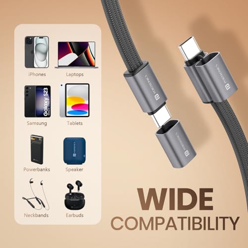 Image of Portronics 60W Safelink Type C Fast Charging Cable With Magnetic Cover, Flat Braided Cable, Data Transfer, Aluminium Alloy Shell, 1.2M Length Cable compatible with Type C Smartphones & Devices(Black)