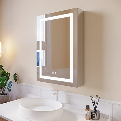 LIGMIRR 26×20 Inch Bathroom Medicine Cabinet with Lights, LED Medicine Cabinet with Mirror, Recessed or Surface Lighted Medicine Cabinet with Defogger, Right Door, Grey LIGMIRR 26×20 Inch Bathroom Medicine Cabinet with Lights, LED Medicine Cabinet with Mirror, Recessed or Surface Lighted Medicine Cabinet with Defogger, Right Door, Grey