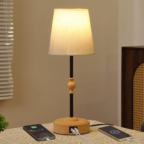 MEIXISUE Bedside Table Lamp for Bedroom with 2 USB Charging Ports Minimalist Small Nightstand Lamp 3-Way Dimmable Touch Desk Lamp for Living Room Home Office Dorm,LED Bulb Included Cover