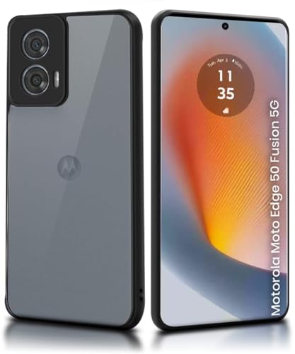 Image of WOW IMAGINE Translucent Hybrid Back Case Cover for Motorola Moto Edge 50 Fusion 5G | Moto Edge G96 Fusion 5G Smoked Matte Back | Shockproof 360 Degree Protection | Protective Hard Case - Matte Black