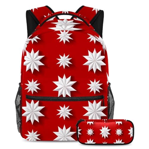 Cartable enfant étoile de neige blanc (lot de 2, taille L) pour l'école