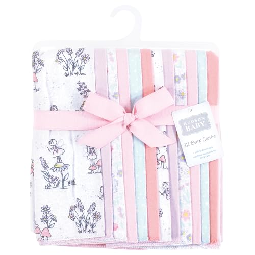 Image of Hudson Baby Unisex Baby Flannel Burp Cloth 12pk, Garden Fairies, One Size
