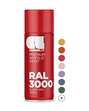 Cosmos LAC Acrylic Paint Spray Can in Many RAL Colours, 400 ml Spray Can Perfect for DIY, Upcycling and Other Painting Work RAL 3000 FLAME RED N330