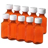 Plastic Amber Liquid Medicine Bottles with Child Resistant Caps 2oz Pack of 10 Oval Pharmaceutical Prescription Dispensing Bottle with Safety lids - Light-sensitive Pharmacy Container (2oz. 10 Pack) -  Vakly