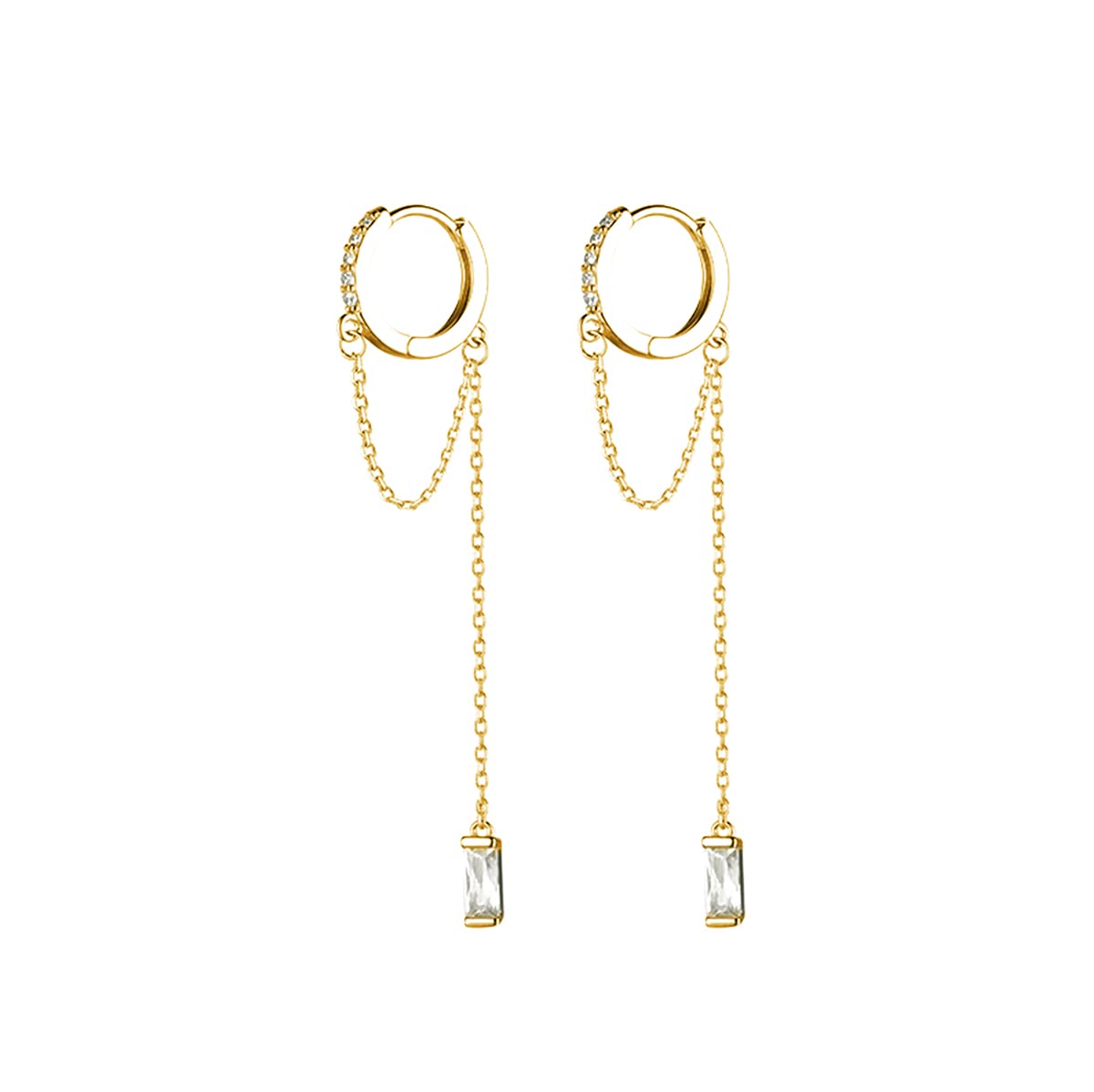 SLUYNZ 925 Sterling Silber CZ baumeln Creolen Ohrringe Kette für Damen Dangling Creolen Ohrringe Quasten Kette