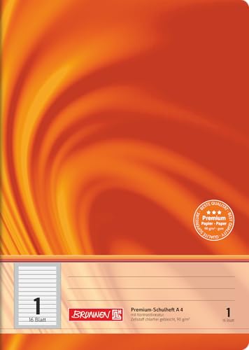 BRUNNEN Schulheft Premium Vivendi | A4, Lineatur 1, 16 Blatt, orange