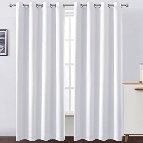 Lemomo 100% Blackout Curtains 52 X 95 Inch/White Curtains 2 Panels With Black Lining Room Darkening Thermal Insulated Bedroom Curtains #TOP1