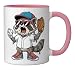 Funny Trash Panda T-Shirt Raccoon Baseball Drip Mascot Kids Ceramic Mug, Pink/White