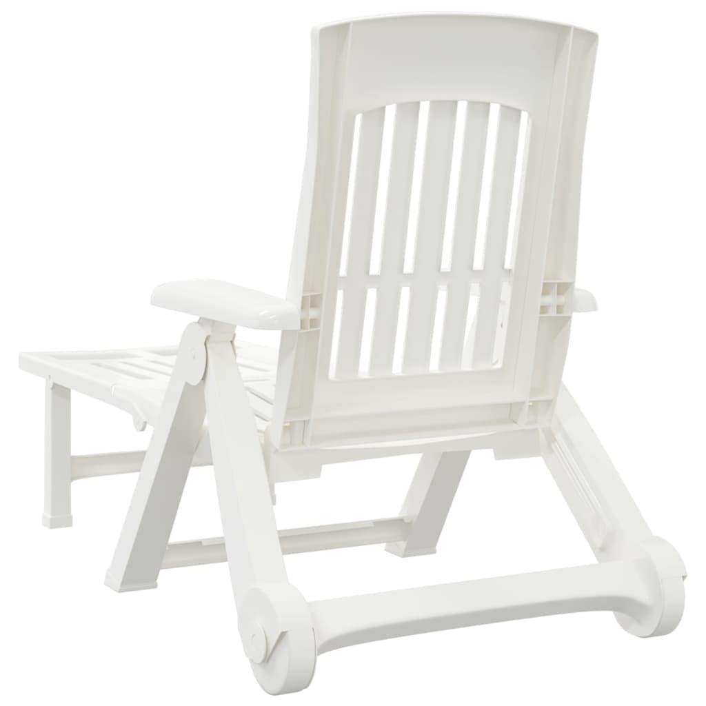 Klappbare Sonnenliege mit Rollen, Polypropylen, Weiß