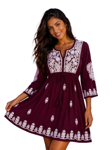 Image of Gauri Laxmi Enterprise Women's Embroidered Georgette Peplum Top | Ethnic Tunic Kurti with Sheer Sleeves | Casual Top for Women