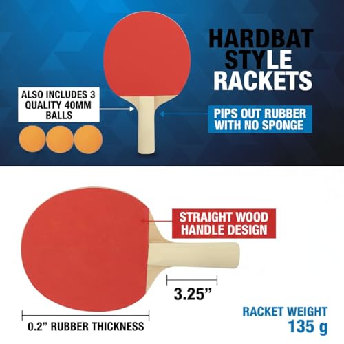 Image of Proberos Table Tennis Racket Set, with 2 Bats & 3 Balls, Children Beginner TT Bat Set for Practice, Lightweight, Durable & Ergonomic Design, Ping Pong Sets Family Game Indoor /Outdoor for Kids Teens