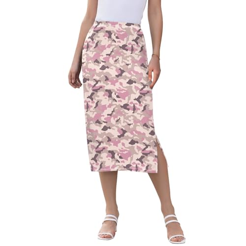 Womens Beachy High Waist Midi Skirt Beach Skirts with Slit
