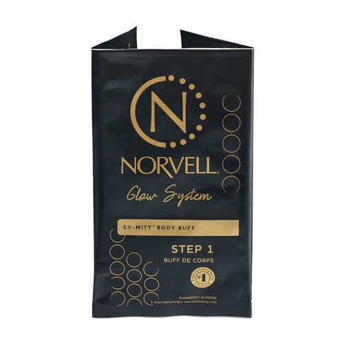 Norvell Pre Sunless Tan Body Buff eXmitt - Exfoliate, Prime and pH Balance, 1 Disposable/Single-Use Exfoliating Mitt for use before Self Tanner
