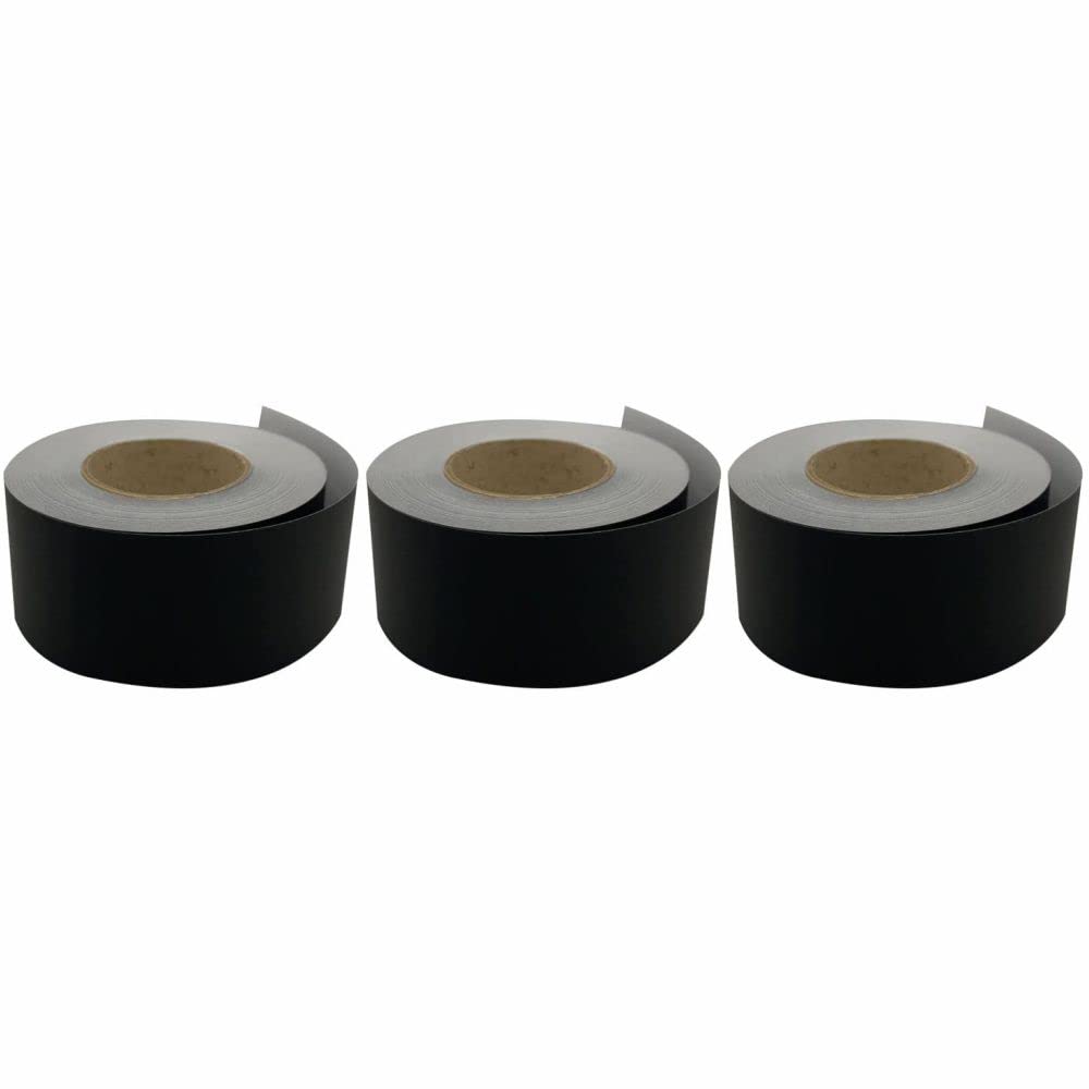 3 Ace Crafts (Pack of 3) Straight Edge Poster Paper Border Roll- (48mm x 50 Meters) - (Black) School/Office, Classroom Decoration, Fade Resistant Paper, Black Board Border Display Rolls