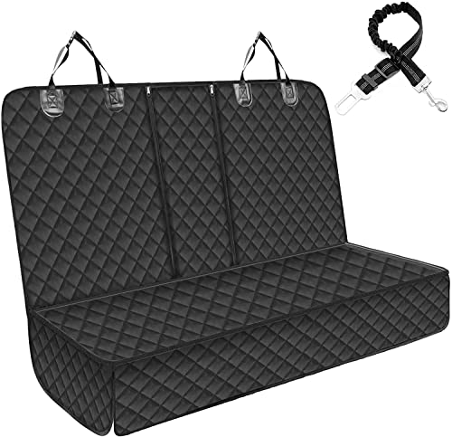 GARELF Cover for Back Seat, Durable Pet Car Seat Protector with 1 Elastic Dog Seat Belt, Scratch Proof& Waterproof Dog Backseat for Kids Fit All Trucks Cars SUVs