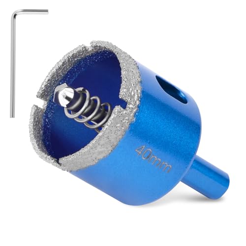 Flintronic Broca Diamante, 40mm Broca Diamante Porcelanico, Sierra de Campana de Diamante Soldada Al Vacío con Guía de Centrado, para Azulejos, Porcelana, Vidrio, Mármol y Cerámica