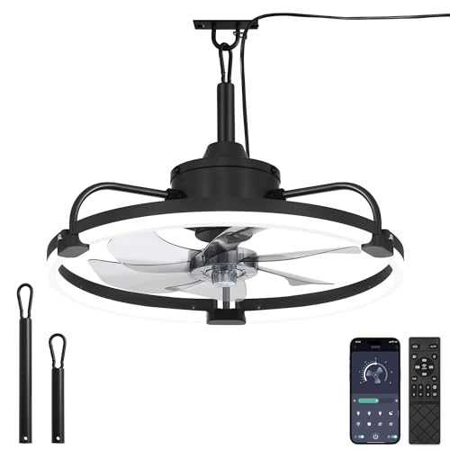 LEDIARY 20" Outdoor Ceiling Fan with Lights and Remote for Patios, Black by LEDIARY - Used condition - Image 2