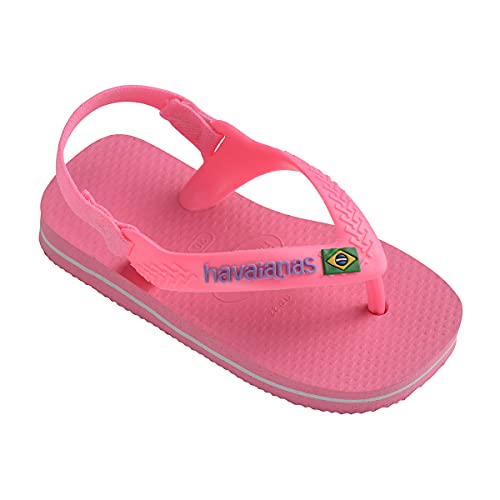 Chinelo Brasil Logo, Havaianas, Bebê Meninas, Rosa Cristal, 22