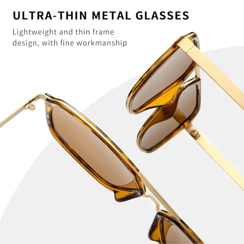 Image of Oversized Retro Aviator Sunglasses for Men Polarized Trendy Rectangle Shades 80s 90s Sun Glasses