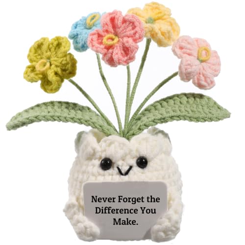 YOOJEE Forget-Me-Not Crochet Flower Potted Plant Gift