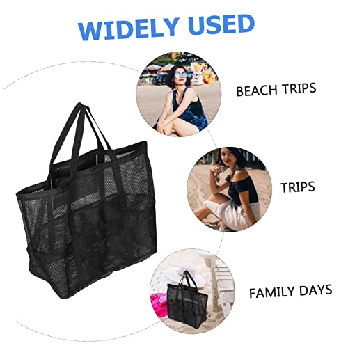 SAFIGLE Large Mesh Beach Bag with Zipper Pocket Portable Swim Tote for Women for Gym and Pool Spacious Sandproof Storage for Beach Essentials3