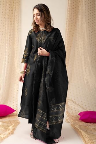 Image of GoSriKi Women's Rayon Viscose Straight Printed Kurta with Pant & Dupatta