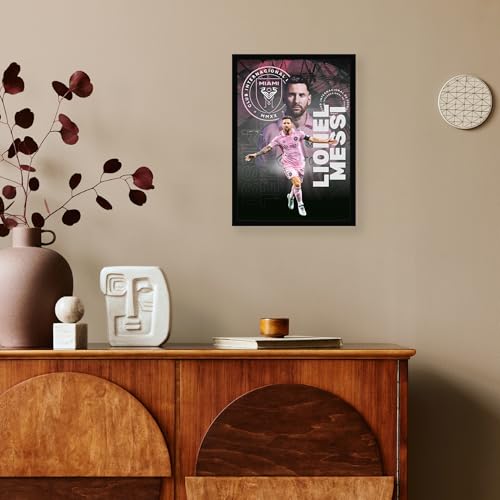 Image of CodersParadise Miami Pink Football Icon-Inspired Poster Frame | Premium A4 Framed Wall Art for Bedroom, Office & Gaming Setup | Dynamic Soccer Tribute Decor for Fans & Collectors