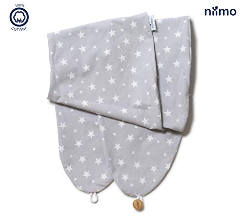 Niimo Funda Almohada Embarazo y Lactancia removible y lavabl 100% algodón por AlphaXXL (Gris-Estrellas Blancas)
