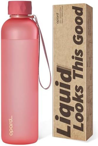 Opard Slim Pro Trinkflasche 1l, Kohlensäuregeeignete Wasserflasche mit facettiertem gummiertem Griff, BPA-freiem Plastik und auslaufsicherem Schraubverschluss für Sprudelwasser, Sp